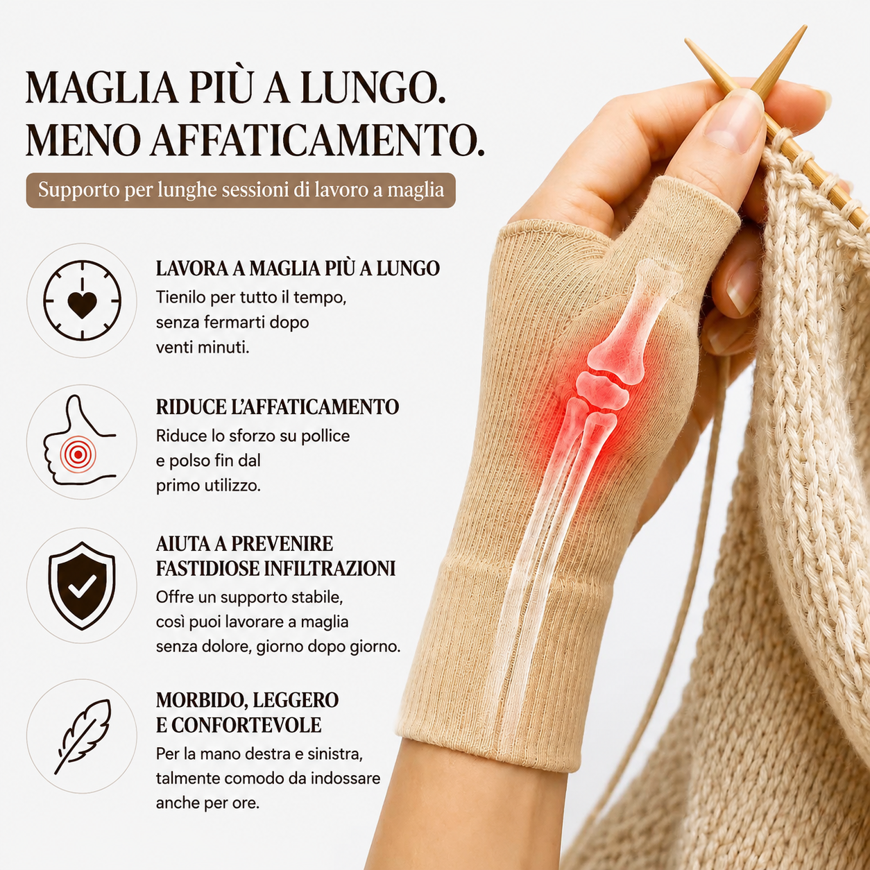 Uncinetto Pro - Tutore Supporto Pollice per Maglia e Uncinetto